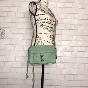 Rebecca Minkoff mint “Mini Mac” crossbody purse